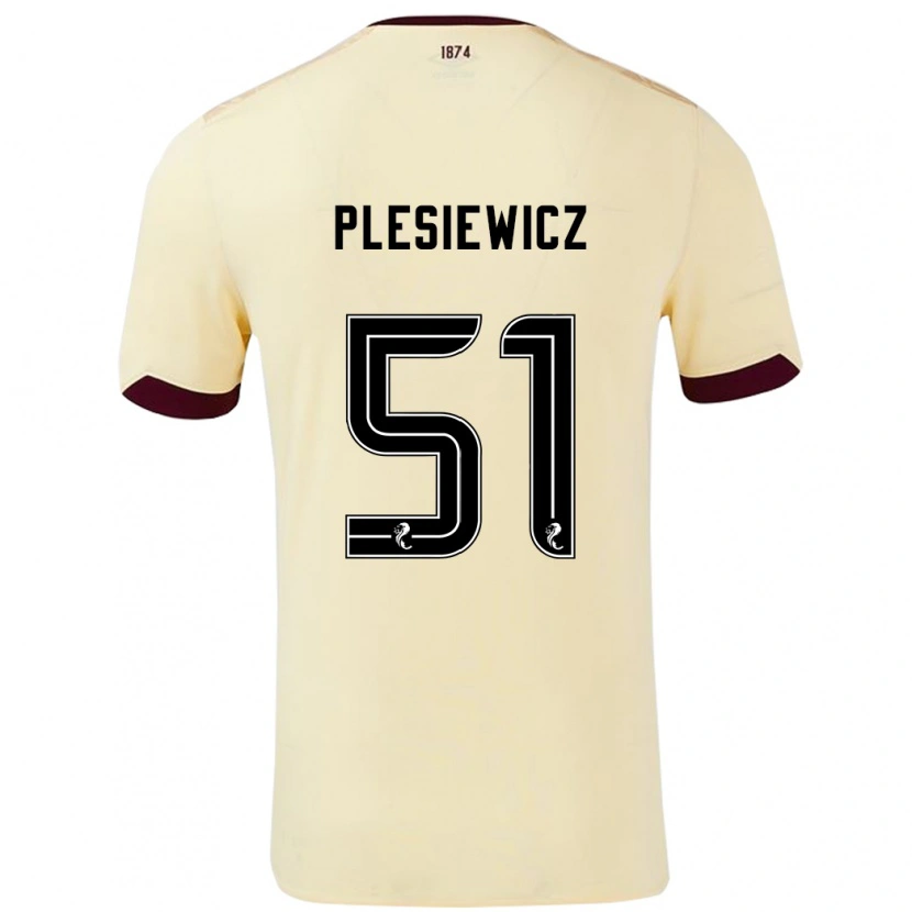 Danxen Hombre Camiseta Szymon Plesiewicz #51 Crema Burdeos 2ª Equipación 2024/25 La Camisa México