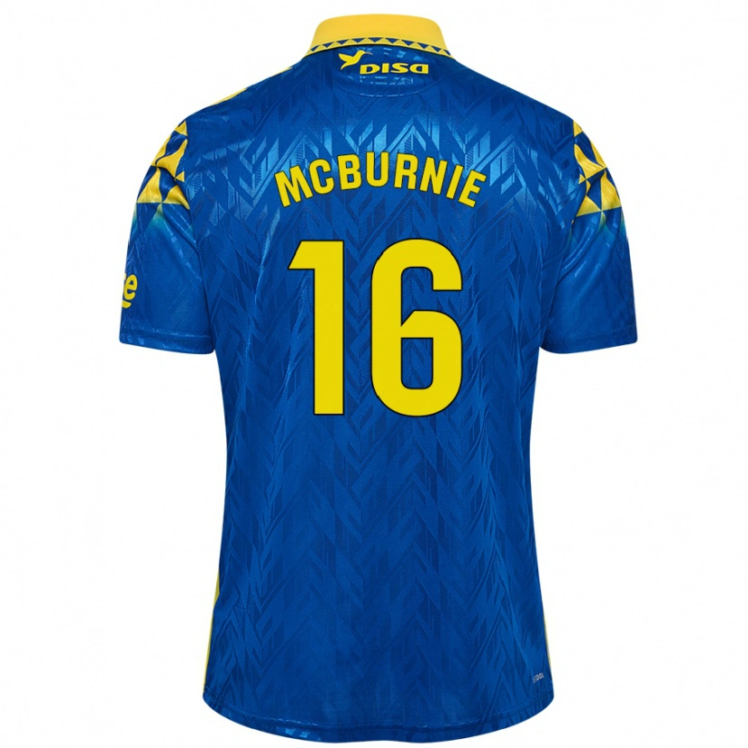 Danxen Hombre Camiseta Oli Mcburnie #16 Azul Amarillo 2ª Equipación 2024/25 La Camisa México