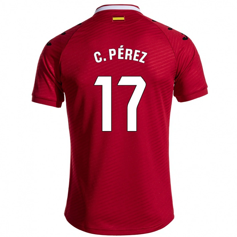 Danxen Hombre Camiseta Carles Pérez #17 Rojo Oscuro 2ª Equipación 2024/25 La Camisa México