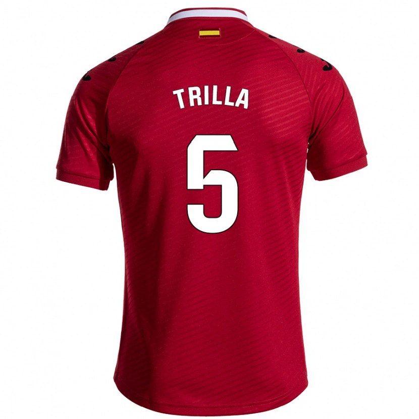 Danxen Hombre Camiseta Guillem Trilla #5 Rojo Oscuro 2ª Equipación 2024/25 La Camisa México