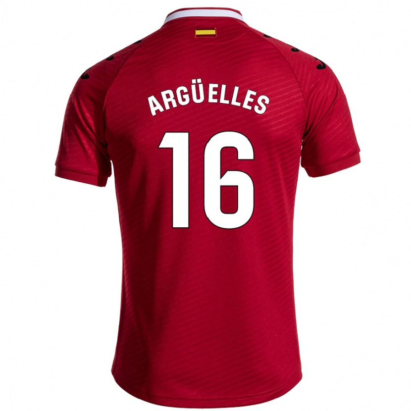 Danxen Hombre Camiseta David Argüelles #16 Rojo Oscuro 2ª Equipación 2024/25 La Camisa México