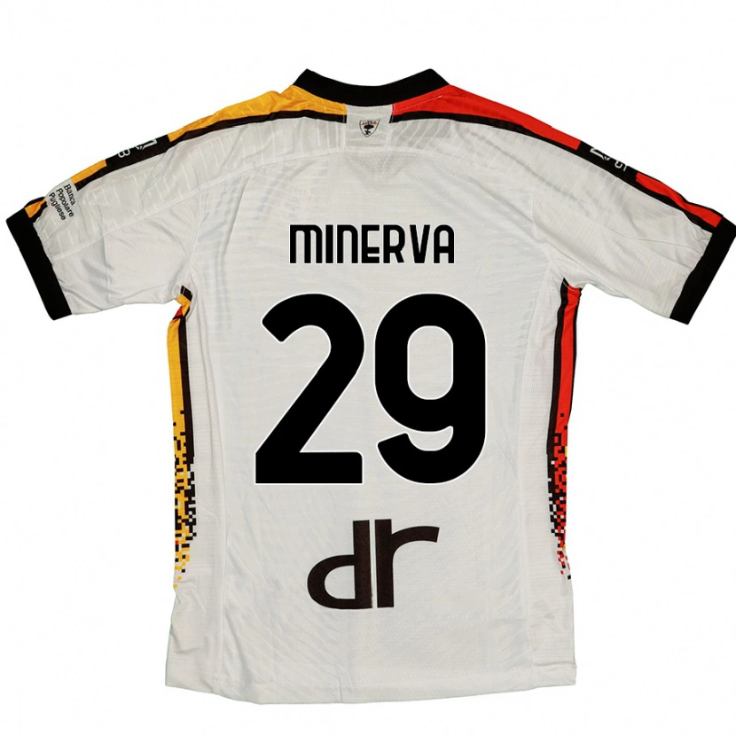 Danxen Hombre Camiseta Francesco Minerva #29 Blanco Negro 2ª Equipación 2024/25 La Camisa México
