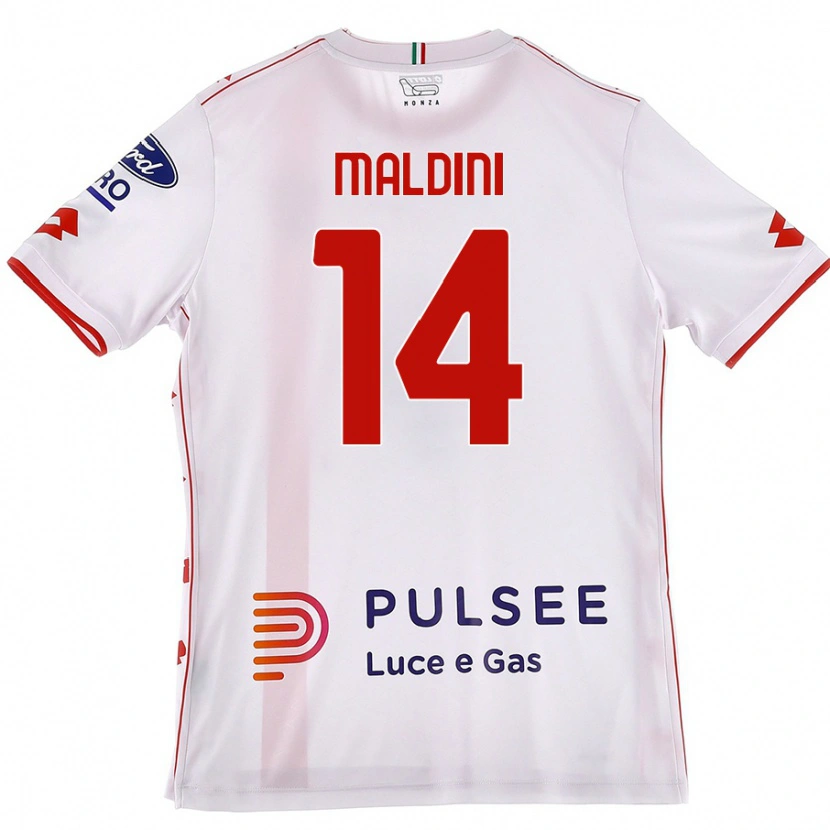 Danxen Hombre Camiseta Daniel Maldini #14 Blanco Rojo 2ª Equipación 2024/25 La Camisa México