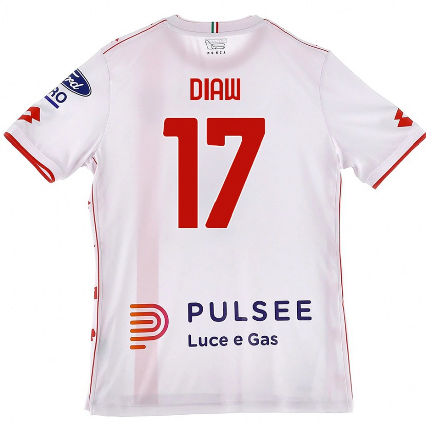 Danxen Hombre Camiseta Davide Diaw #17 Blanco Rojo 2ª Equipación 2024/25 La Camisa México