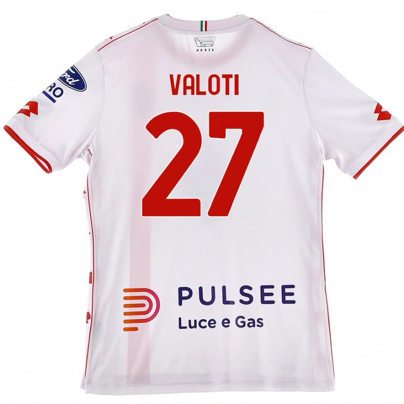 Danxen Hombre Camiseta Mattia Valoti #27 Blanco Rojo 2ª Equipación 2024/25 La Camisa México