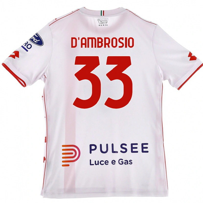 Danxen Hombre Camiseta Danilo D'ambrosio #33 Blanco Rojo 2ª Equipación 2024/25 La Camisa México