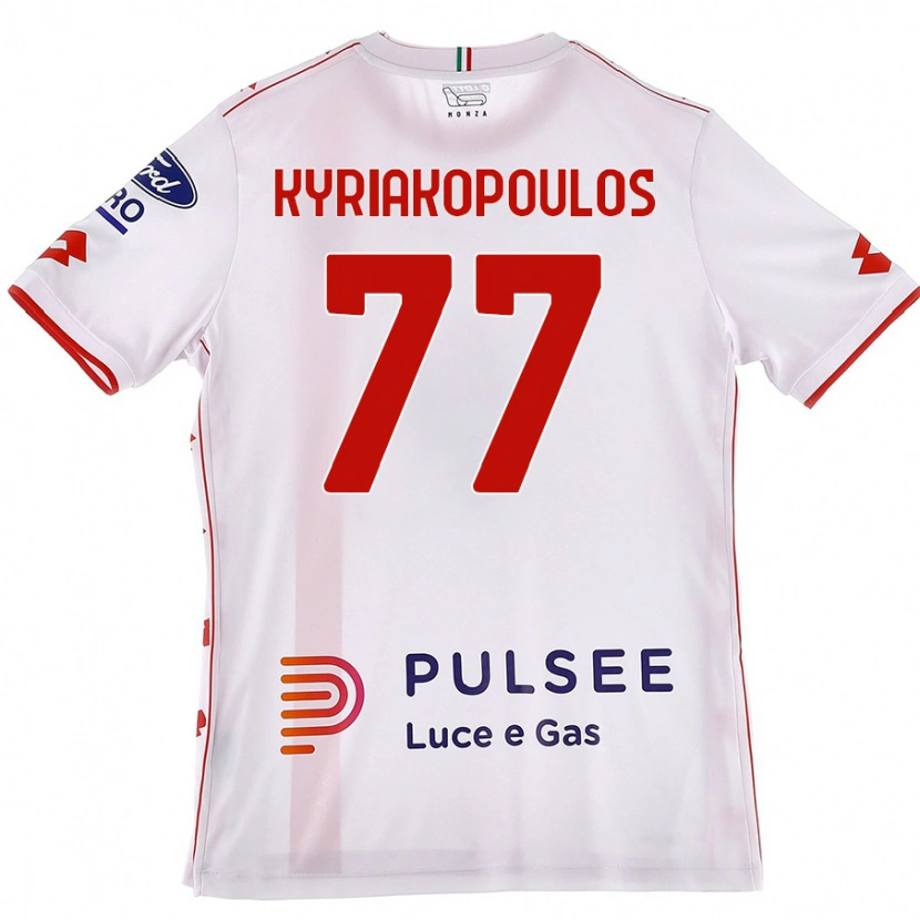 Danxen Hombre Camiseta Georgios Kyriakopoulos #77 Blanco Rojo 2ª Equipación 2024/25 La Camisa México