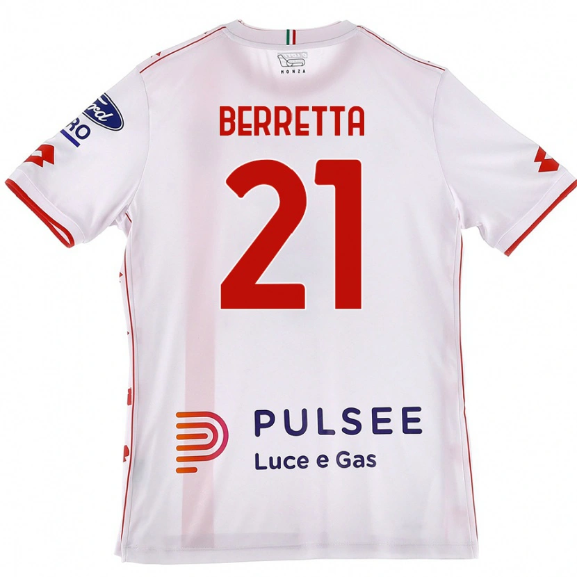 Danxen Hombre Camiseta Alessandro Berretta #21 Blanco Rojo 2ª Equipación 2024/25 La Camisa México