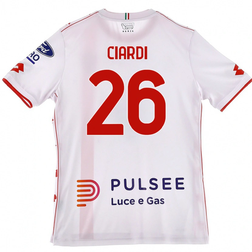 Danxen Hombre Camiseta Tommaso Ciardi #26 Blanco Rojo 2ª Equipación 2024/25 La Camisa México