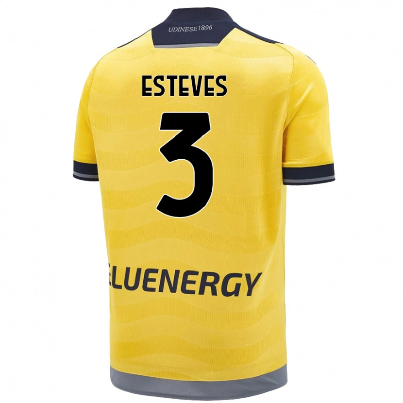 Danxen Hombre Camiseta Gonçalo Esteves #3 Dorado 2ª Equipación 2024/25 La Camisa México