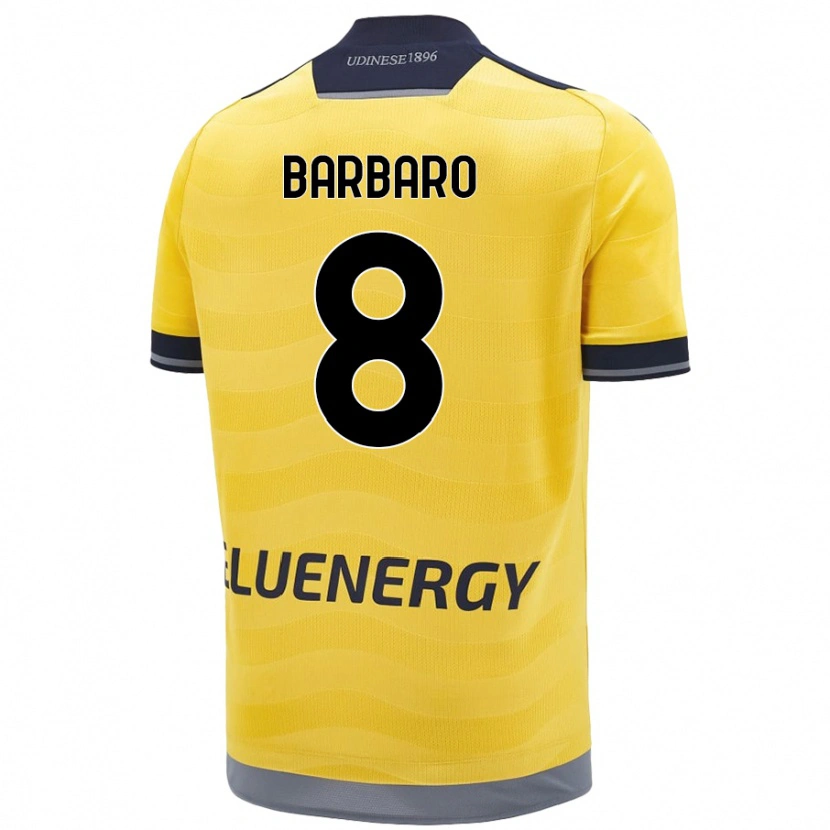Danxen Hombre Camiseta Elia Barbaro #8 Dorado 2ª Equipación 2024/25 La Camisa México