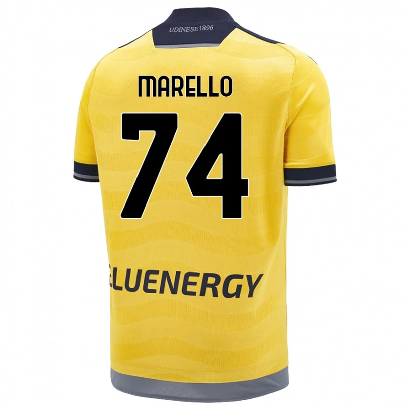 Danxen Hombre Camiseta Mattia Marello #74 Dorado 2ª Equipación 2024/25 La Camisa México
