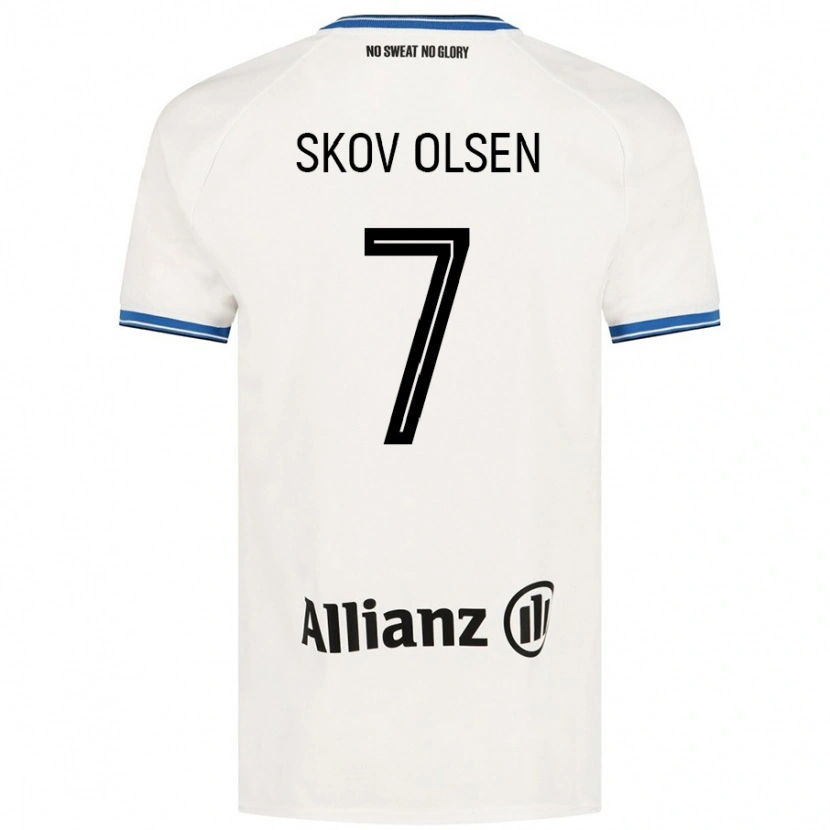 Danxen Hombre Camiseta Andreas Skov Olsen #7 Blanco 2ª Equipación 2024/25 La Camisa México
