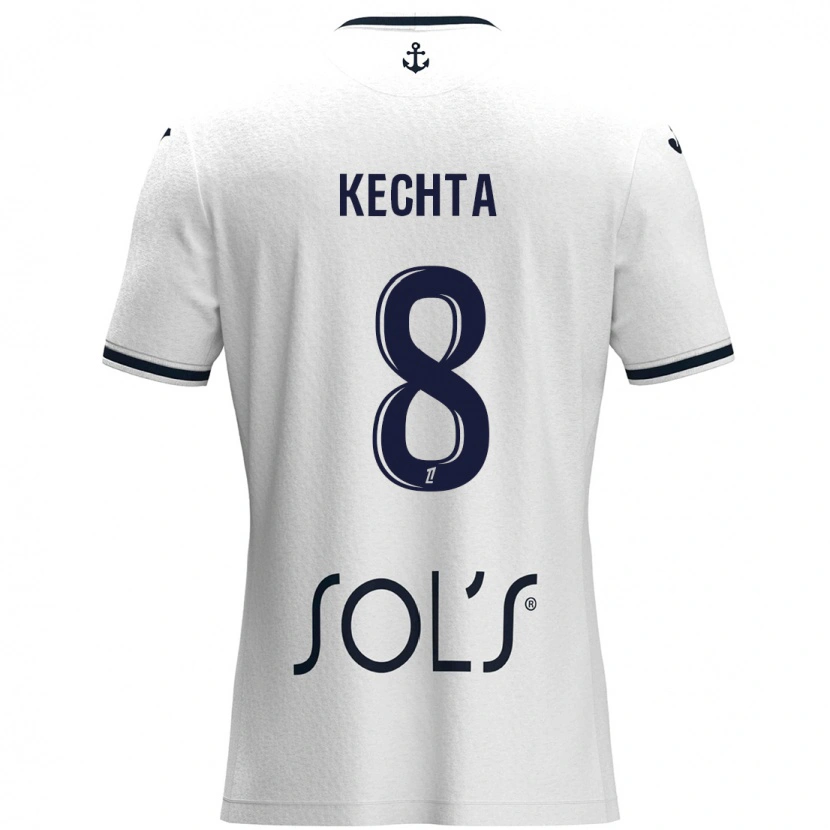 Danxen Hombre Camiseta Yassine Kechta #8 Blanco Azul Oscuro 2ª Equipación 2024/25 La Camisa México