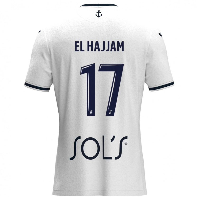 Danxen Hombre Camiseta Oualid El Hajjam #17 Blanco Azul Oscuro 2ª Equipación 2024/25 La Camisa México