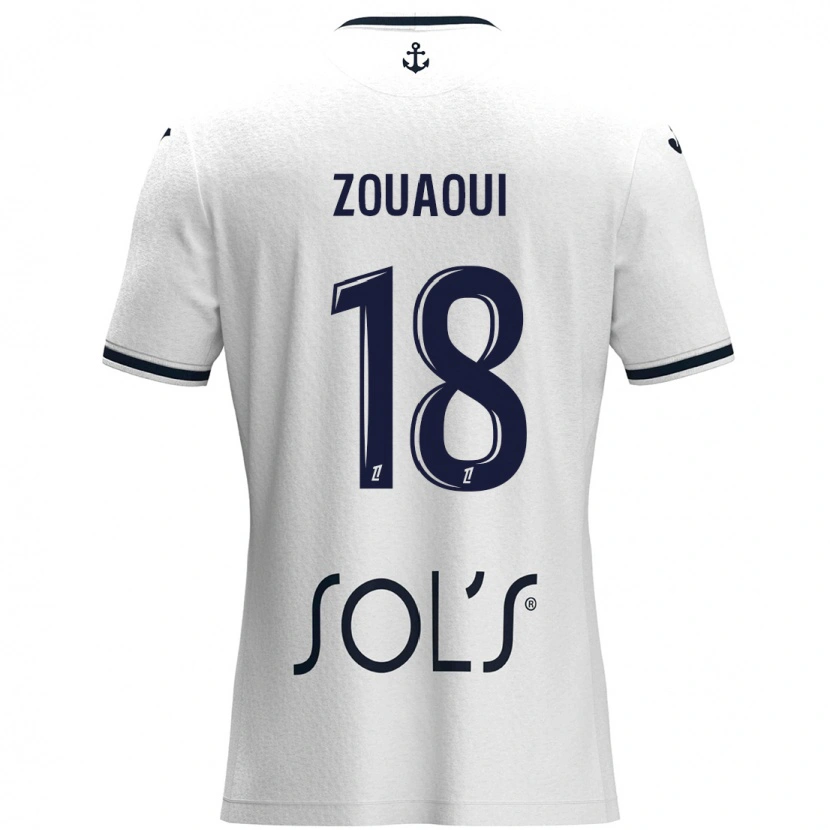 Danxen Hombre Camiseta Yanis Zouaoui #18 Blanco Azul Oscuro 2ª Equipación 2024/25 La Camisa México