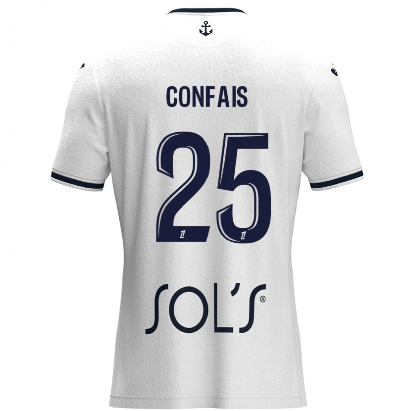 Danxen Hombre Camiseta Aloïs Confais #25 Blanco Azul Oscuro 2ª Equipación 2024/25 La Camisa México