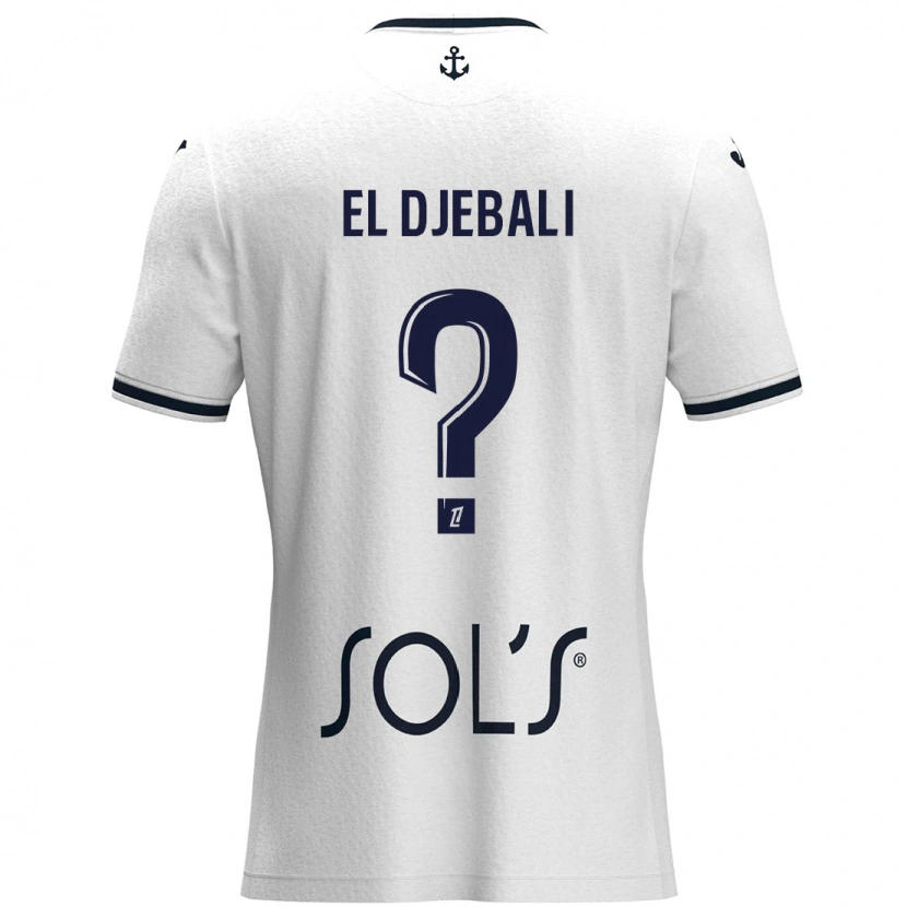 Danxen Hombre Camiseta Rayan El Djebali #0 Blanco Azul Oscuro 2ª Equipación 2024/25 La Camisa México