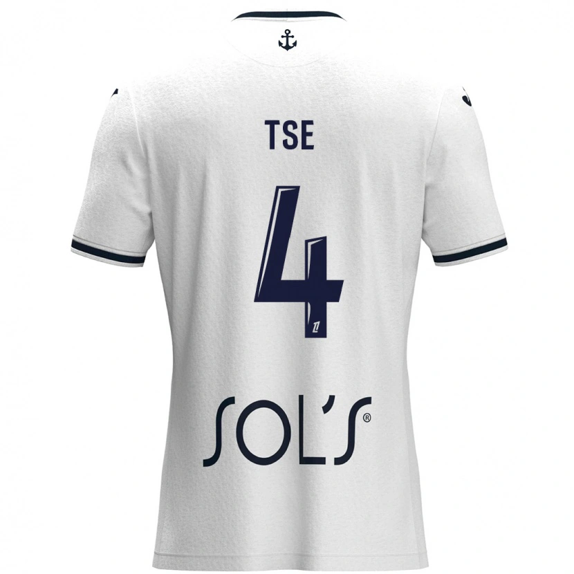 Danxen Hombre Camiseta Élisabeth Tsé #4 Blanco Azul Oscuro 2ª Equipación 2024/25 La Camisa México