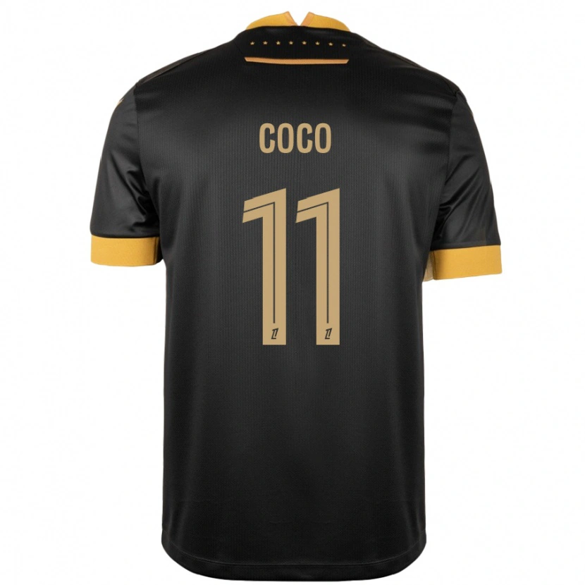 Danxen Hombre Camiseta Marcus Coco #11 Negro Marrón 2ª Equipación 2024/25 La Camisa México