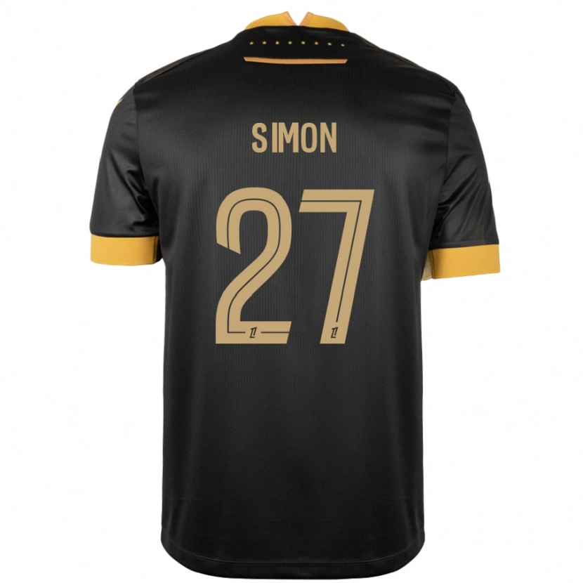 Danxen Hombre Camiseta Moses Simon #27 Negro Marrón 2ª Equipación 2024/25 La Camisa México
