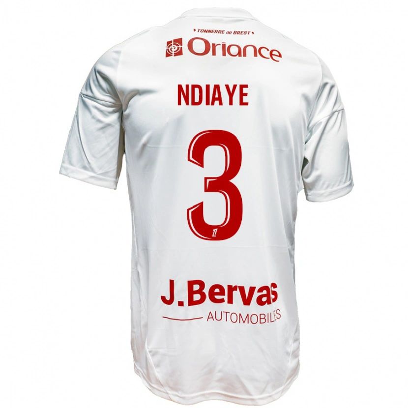 Danxen Hombre Camiseta Abdoulaye Ndiaye #3 Blanco Rojo 2ª Equipación 2024/25 La Camisa México