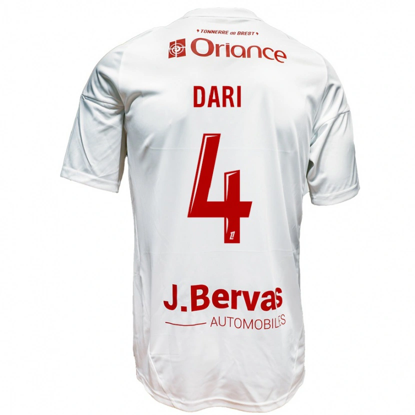 Danxen Hombre Camiseta Achraf Dari #4 Blanco Rojo 2ª Equipación 2024/25 La Camisa México