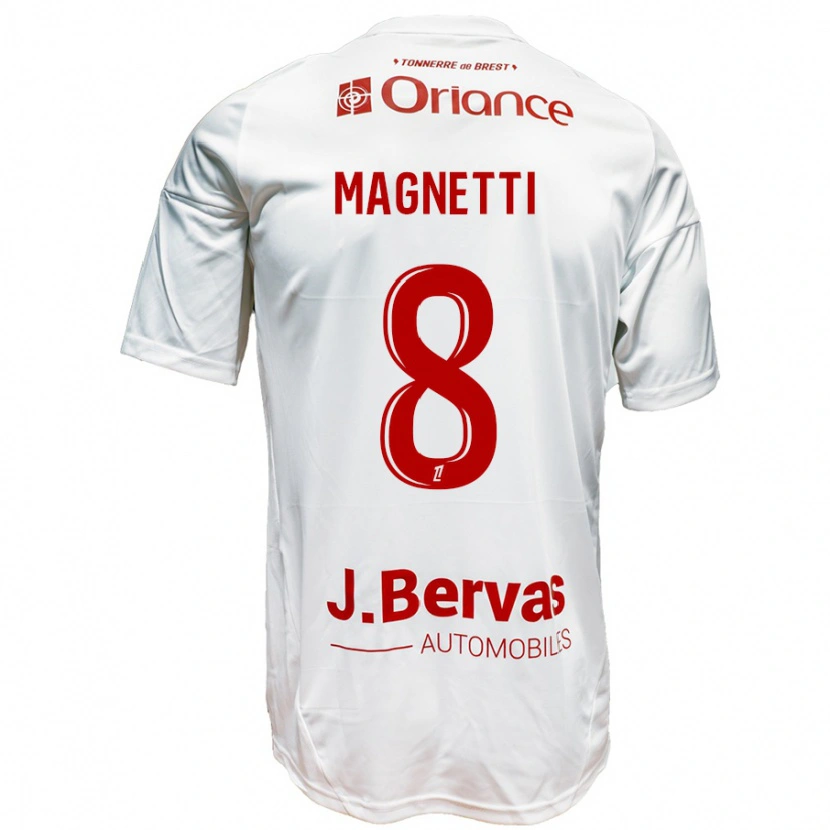 Danxen Hombre Camiseta Hugo Magnetti #8 Blanco Rojo 2ª Equipación 2024/25 La Camisa México