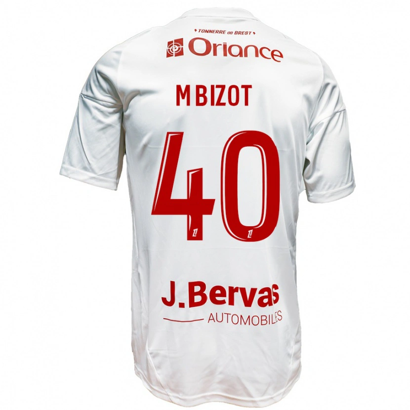 Danxen Hombre Camiseta Marco Bizot #40 Blanco Rojo 2ª Equipación 2024/25 La Camisa México
