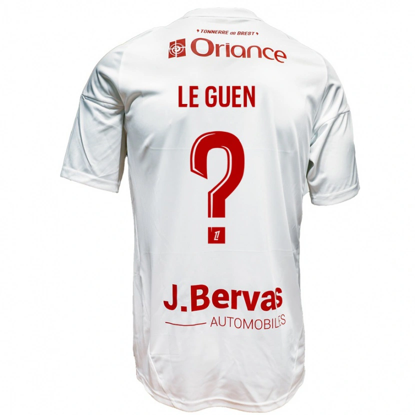 Danxen Hombre Camiseta Raphaël Le Guen #0 Blanco Rojo 2ª Equipación 2024/25 La Camisa México