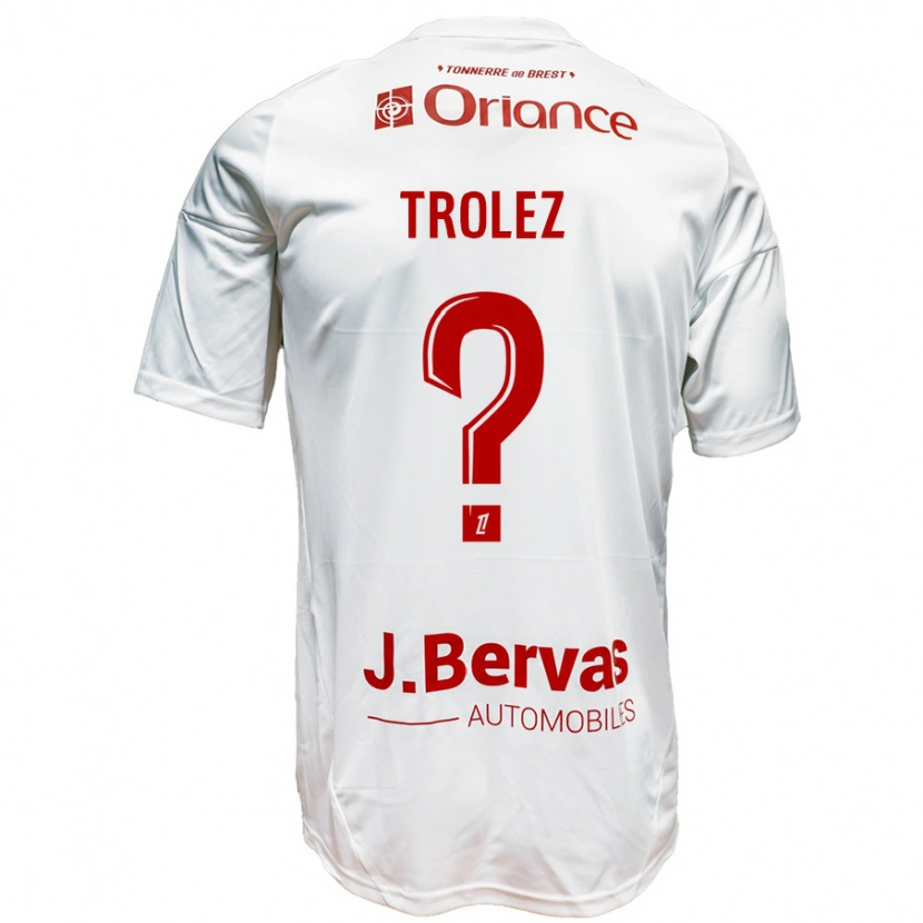 Danxen Hombre Camiseta Loann Trolez #0 Blanco Rojo 2ª Equipación 2024/25 La Camisa México