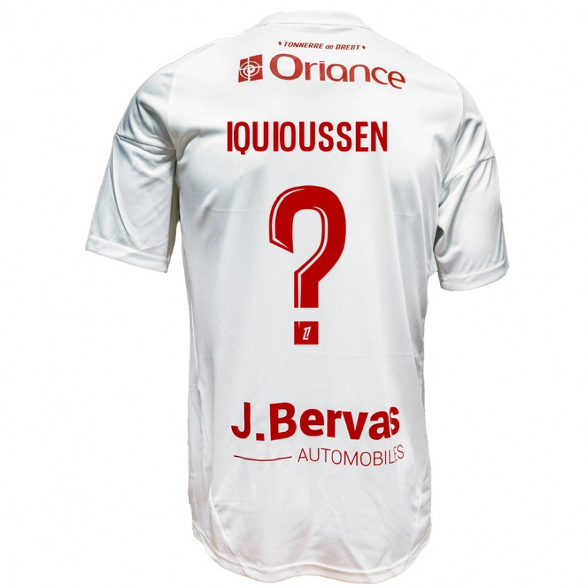 Danxen Hombre Camiseta Adam Iquioussen #0 Blanco Rojo 2ª Equipación 2024/25 La Camisa México