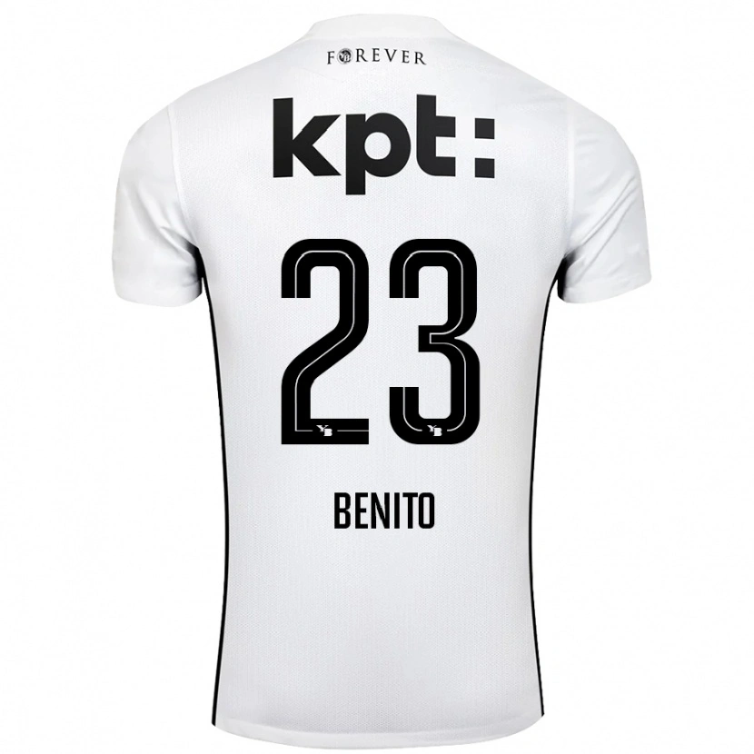 Danxen Hombre Camiseta Loris Benito #23 Blanco Negro 2ª Equipación 2024/25 La Camisa México