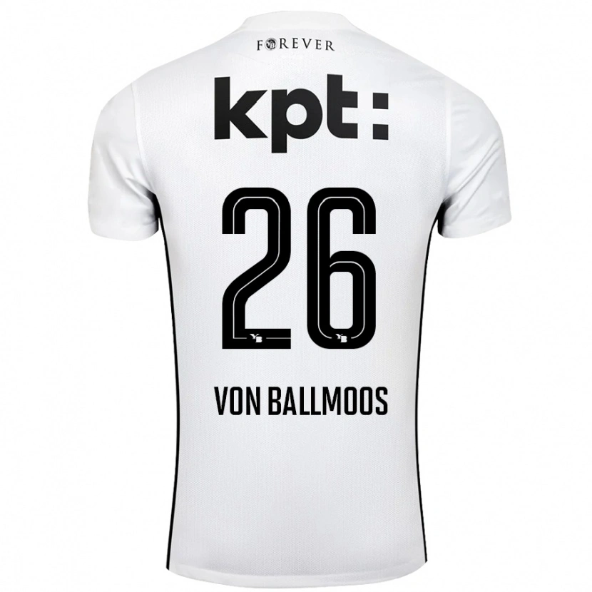 Danxen Hombre Camiseta David Von Ballmoos #26 Blanco Negro 2ª Equipación 2024/25 La Camisa México