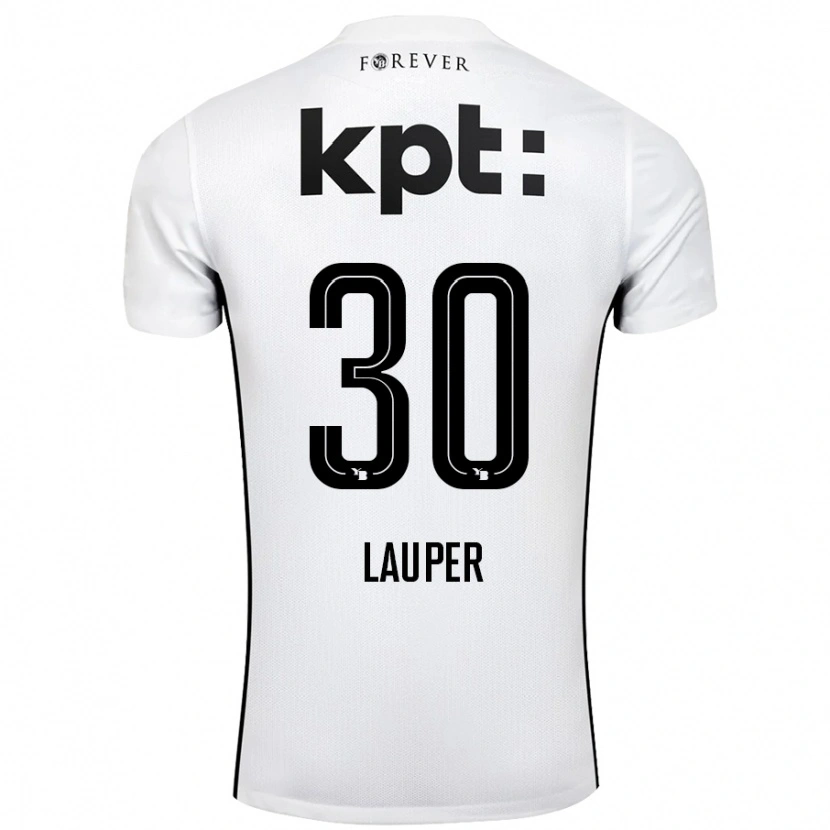 Danxen Hombre Camiseta Sandro Lauper #30 Blanco Negro 2ª Equipación 2024/25 La Camisa México