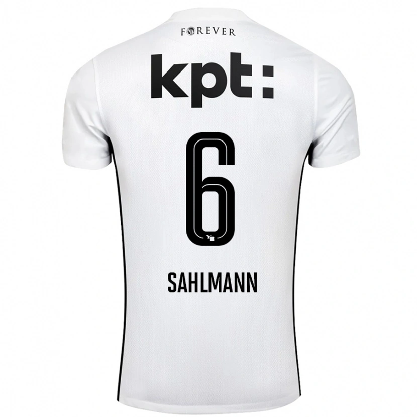 Danxen Hombre Camiseta Henrike Sahlmann #6 Blanco Negro 2ª Equipación 2024/25 La Camisa México
