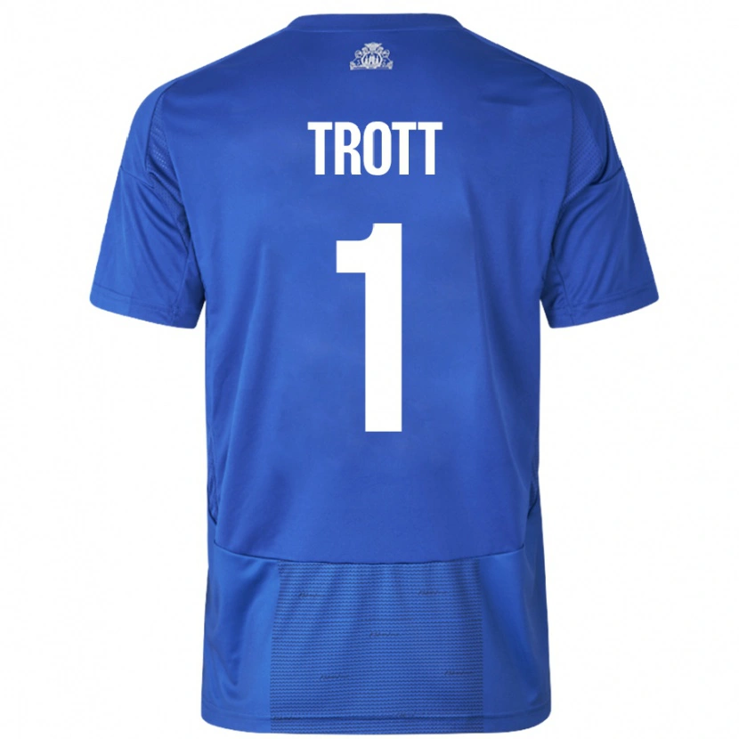 Danxen Hombre Camiseta Nathan Trott #1 Blanco Azul 2ª Equipación 2024/25 La Camisa México