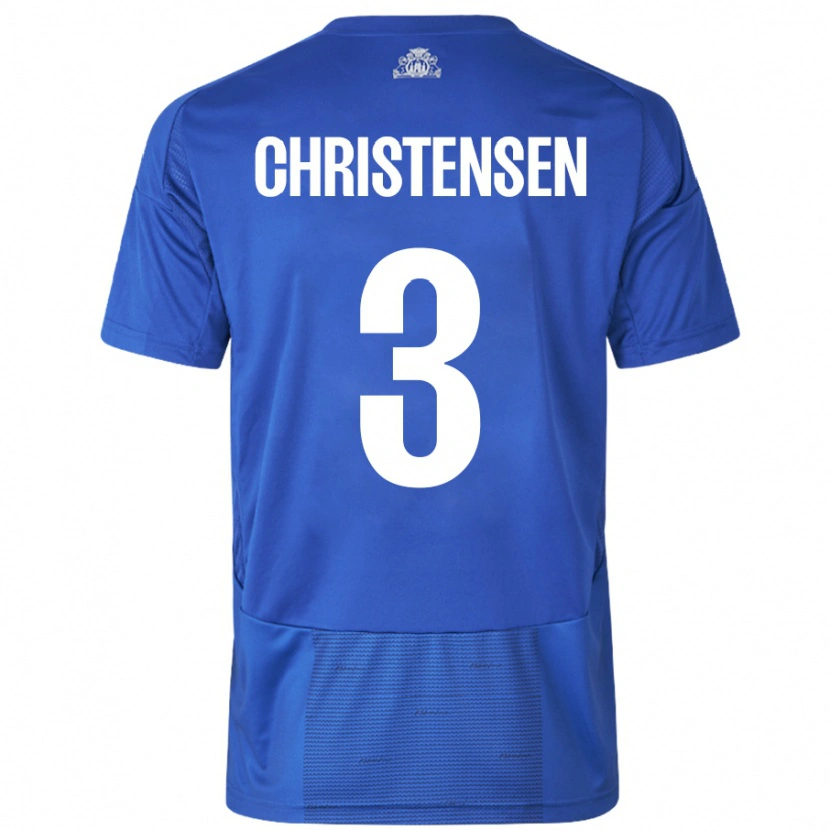 Danxen Hombre Camiseta Sebastian Christensen #3 Blanco Azul 2ª Equipación 2024/25 La Camisa México