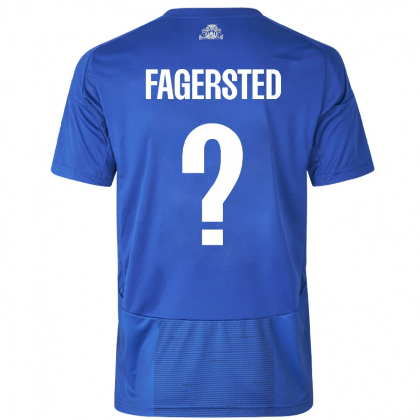 Danxen Hombre Camiseta Johan Fagersted #0 Blanco Azul 2ª Equipación 2024/25 La Camisa México