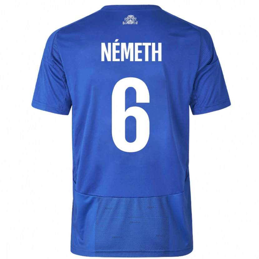 Danxen Hombre Camiseta Hunor Németh #6 Blanco Azul 2ª Equipación 2024/25 La Camisa México