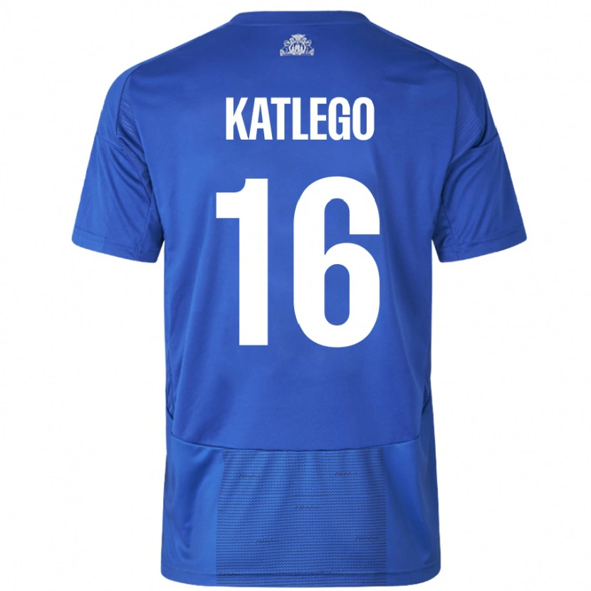 Danxen Hombre Camiseta David Katlego #16 Blanco Azul 2ª Equipación 2024/25 La Camisa México
