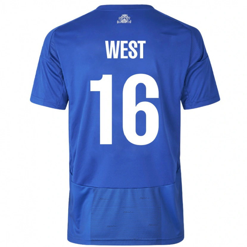 Danxen Hombre Camiseta Liam West #16 Blanco Azul 2ª Equipación 2024/25 La Camisa México