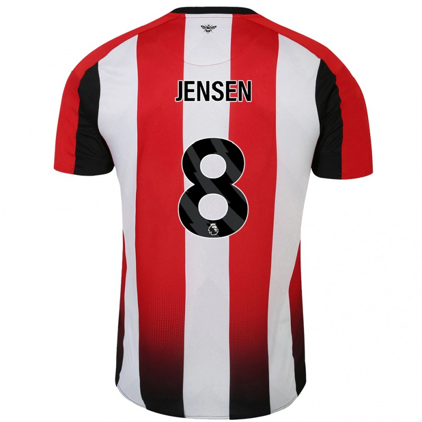 Danxen Mujer Camiseta Mathias Jensen #8 Rojo Blanco 1ª Equipación 2024/25 La Camisa México