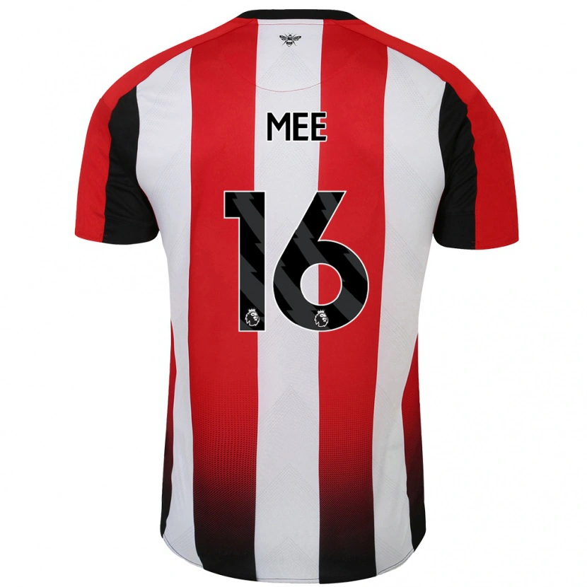Danxen Mujer Camiseta Ben Mee #16 Rojo Blanco 1ª Equipación 2024/25 La Camisa México