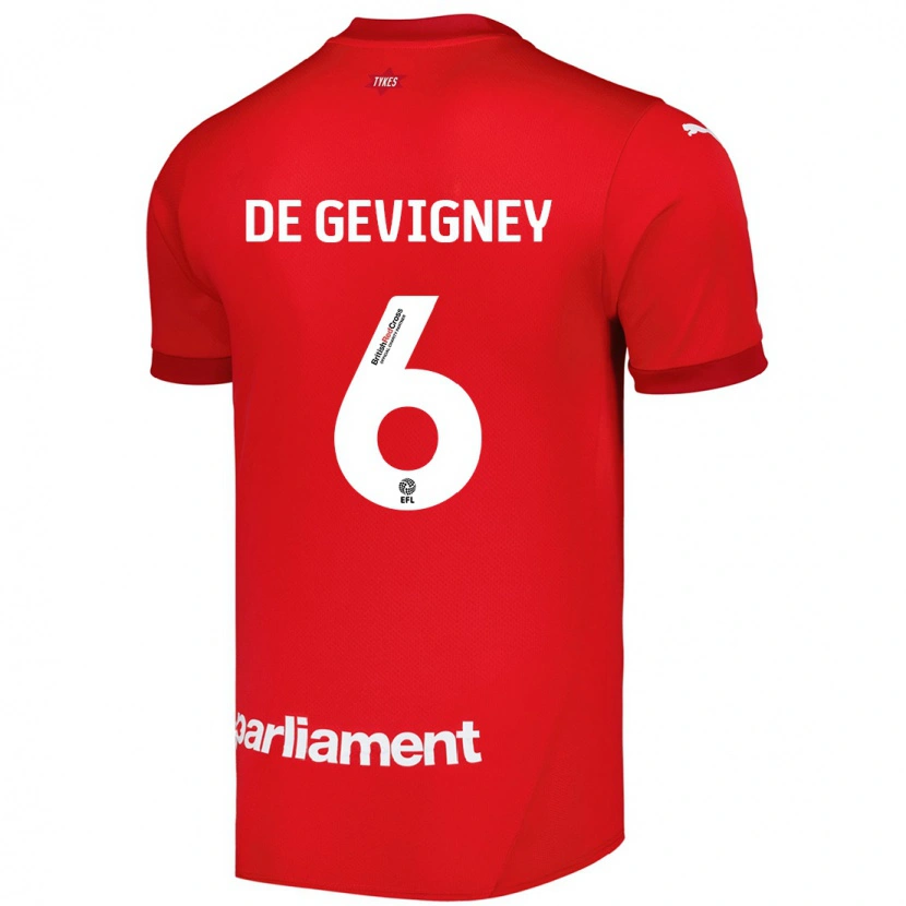 Danxen Mujer Camiseta Maël De Gevigney #6 Rojo 1ª Equipación 2024/25 La Camisa México
