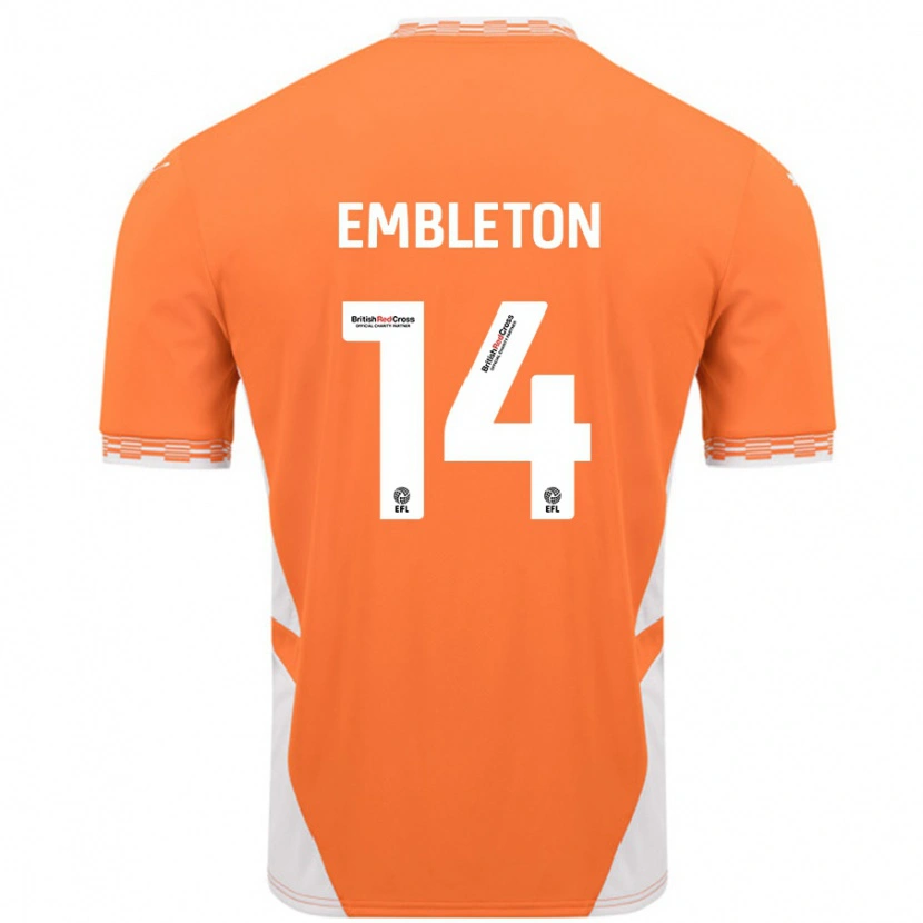 Danxen Mujer Camiseta Elliot Embleton #14 Naranja Blanco 1ª Equipación 2024/25 La Camisa México