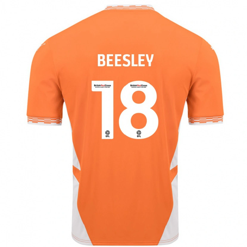 Danxen Mujer Camiseta Jake Beesley #18 Naranja Blanco 1ª Equipación 2024/25 La Camisa México
