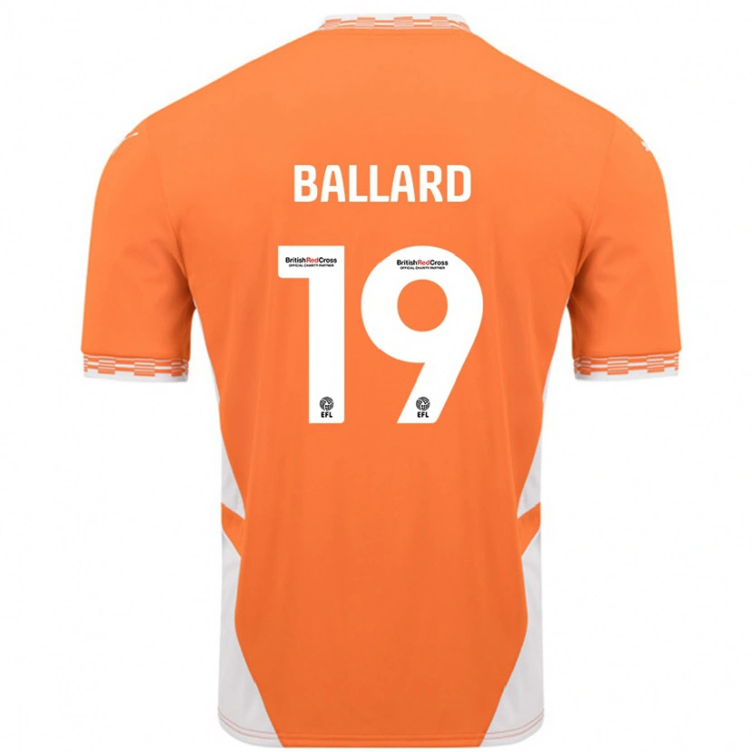 Danxen Mujer Camiseta Dom Ballard #19 Naranja Blanco 1ª Equipación 2024/25 La Camisa México