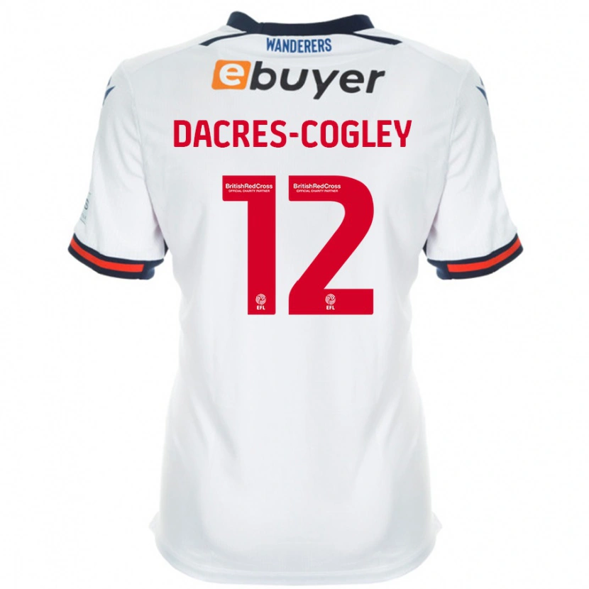 Danxen Mujer Camiseta Josh Dacres-Cogley #12 Blanco 1ª Equipación 2024/25 La Camisa México