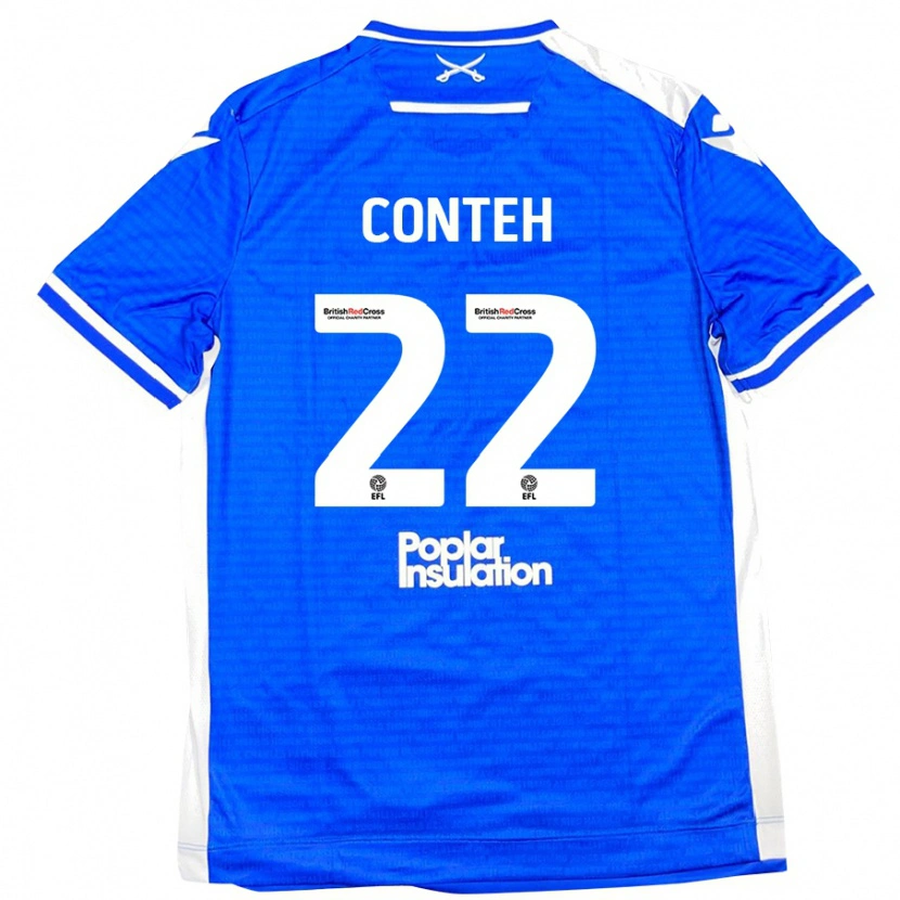 Danxen Mujer Camiseta Kamil Conteh #22 Azul Blanco 1ª Equipación 2024/25 La Camisa México